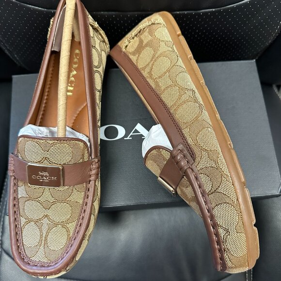 NIB! Coach Women's 8B Mona Driver In Signature Jacquard Saddle/Walnut  CC639 - Picture 4 of 10